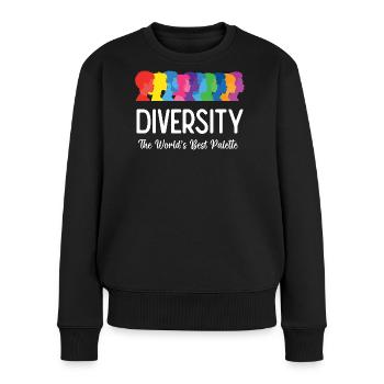 LGBT-Pride-Monat – Vielfalt. Die beste Palette - Frauen Premium Bio Pullover - Schwarz - Vorne - Julia (174cm)