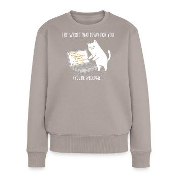 Code cat explains tasks - Women's Premium Organic Jumper - taupe - Front - Julia (174cm)