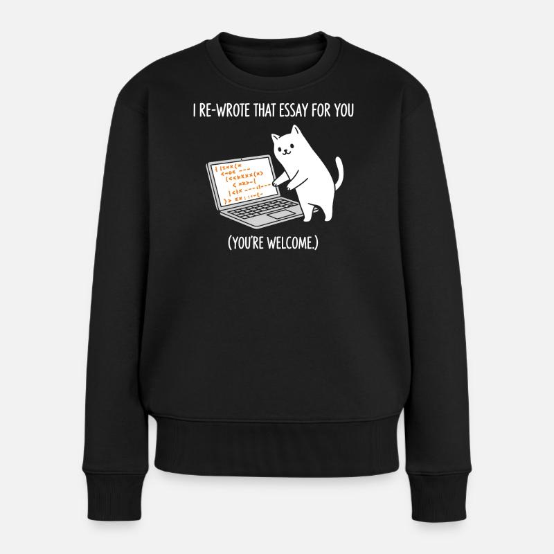 Code cat explique les tâches - Pull Premium bio Femme - noir