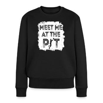 Triff mich im Dot - Frauen Premium Bio Pullover - Schwarz - Vorne - Julia (174cm)