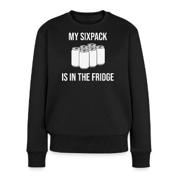 Mein Sixpack? Steht im Kühlschrank! - Frauen Premium Bio Pullover - Schwarz - Vorne - Julia (174cm)