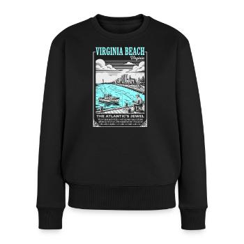 Virginia Beach Küstenjewel - Frauen Premium Bio Pullover - Schwarz - Vorne - Julia (174cm)