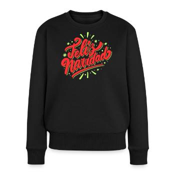 Frohe Weihnachten - Frauen Premium Bio Pullover - Schwarz - Vorne - Julia (174cm)