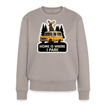 Elch Camper für Männer Lustiges Tier Vanlife - Frauen Premium Bio Pullover - Taupe - Vorne - Julia (174cm)