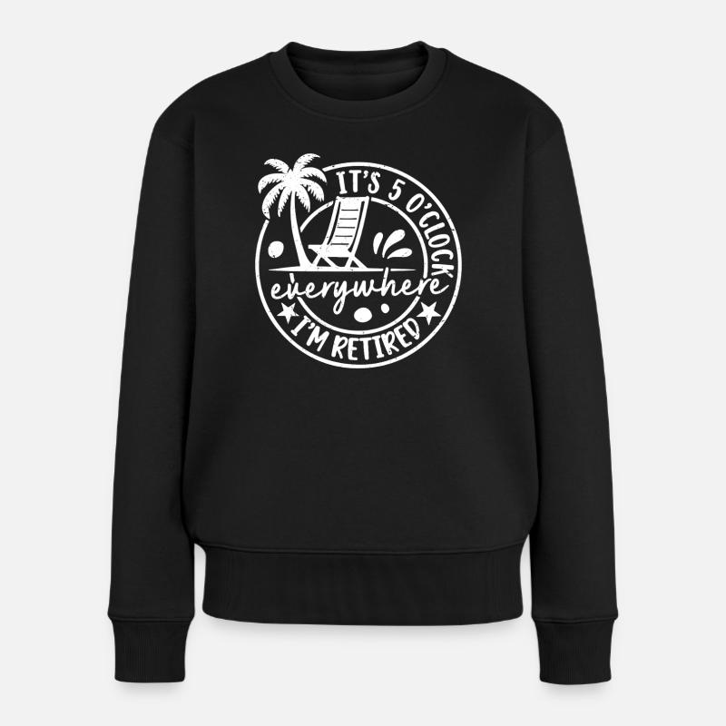 Il est 5 heures partout où je suis à la retraite - Pull Premium bio Femme - noir