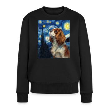 Cavalier King Charles Spaniel - Frauen Premium Bio Pullover - Schwarz - Vorne - Julia (174cm)