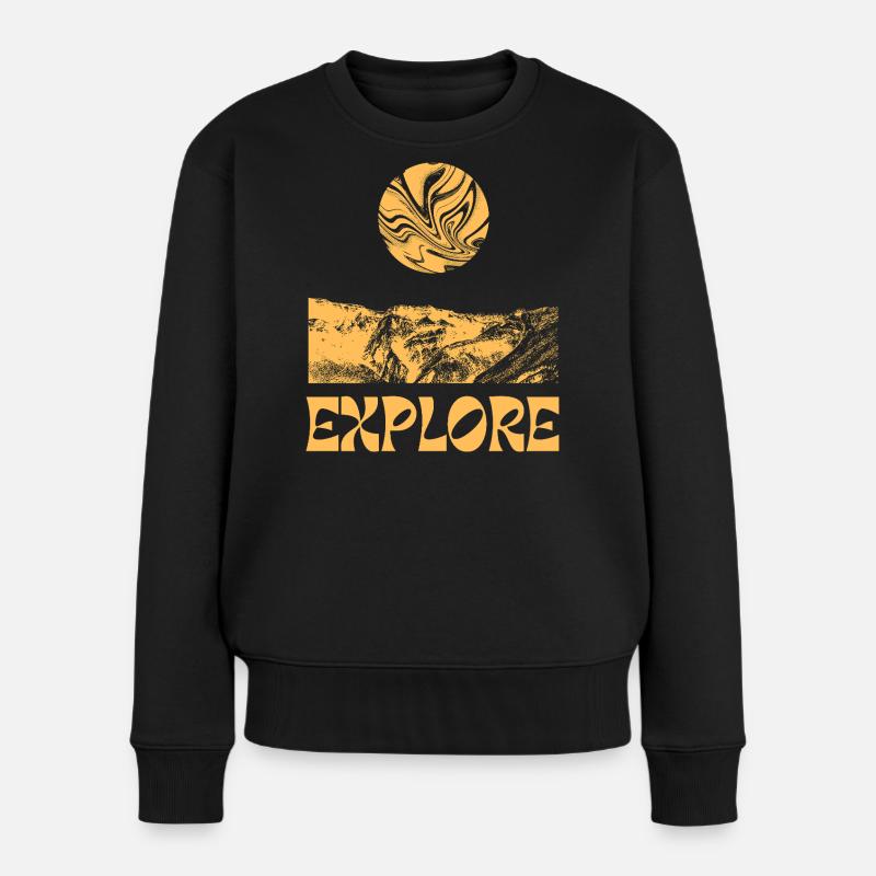 Explore Montagnes Soleil - Pull Premium bio Femme - noir
