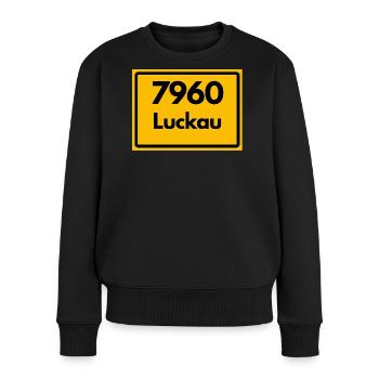 ALTE POSTLEITZAHL PLZ, BRANDENBURG 7960 LUCKAU - Frauen Premium Bio Pullover - Schwarz - Vorne - Julia (174cm)
