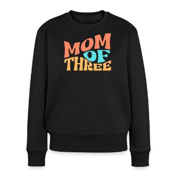 Mom of Three - Frauen Premium Bio Pullover - Schwarz - Vorne - Julia (174cm)