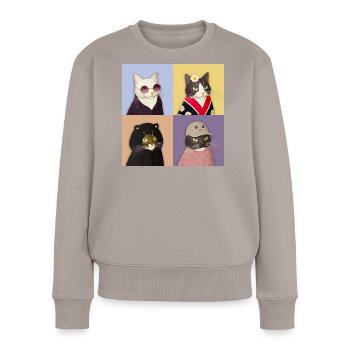 Cat Couture Quartet - Women's Premium Organic Jumper - taupe - Front - Julia (174cm)