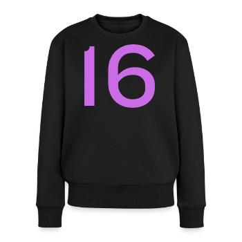 16 - Frauen Premium Bio Pullover - Schwarz - Vorne - Julia (174cm)