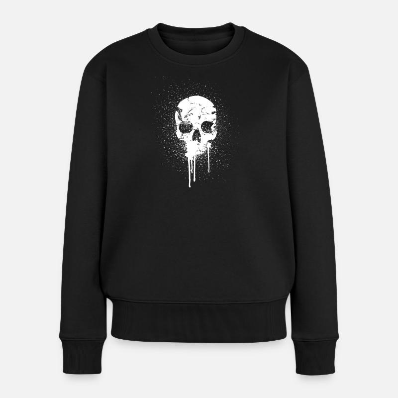 white skull - Women's Premium Organic Jumper - black