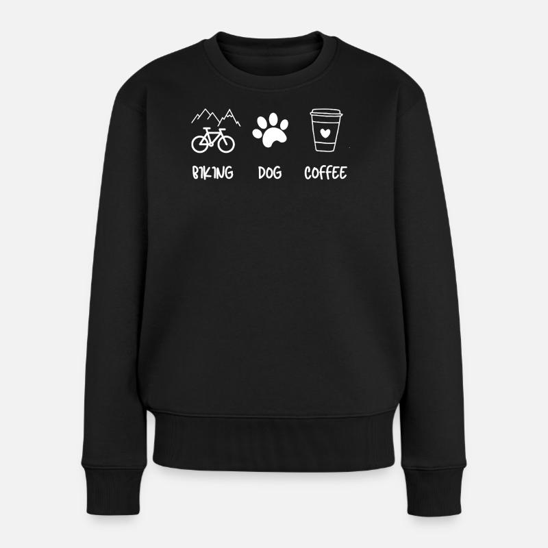 Cyclist Dog Kaffee - Frauen Premium Bio Pullover - Schwarz