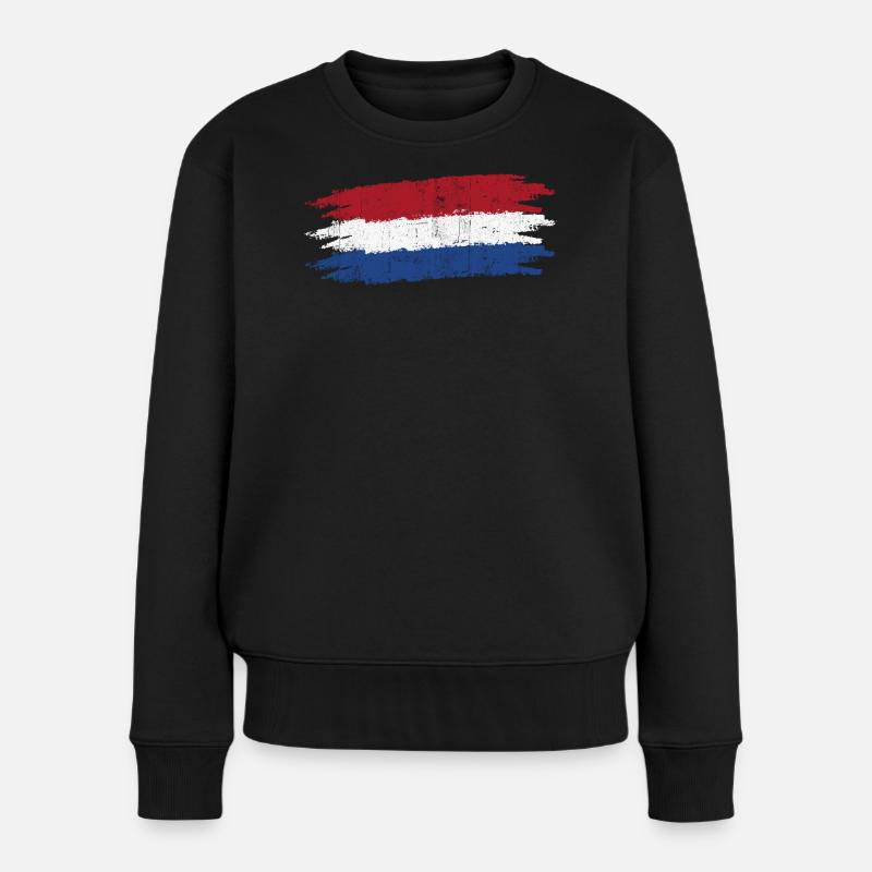 Drapeau néerlandais coups de pinceau Tee - Pull Premium bio Femme - noir