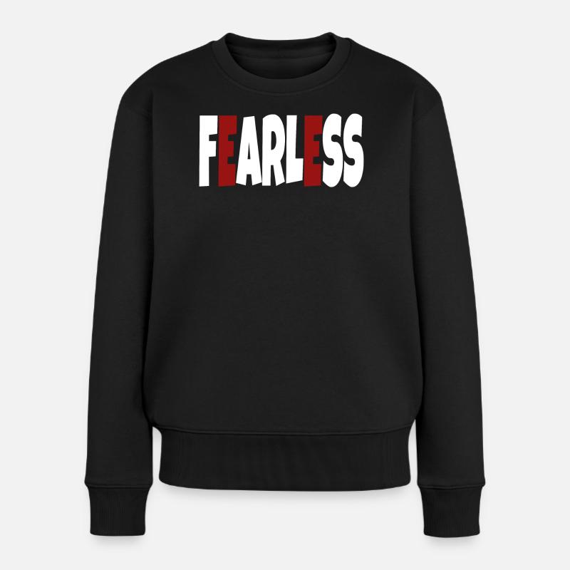 Fearless - simple text - Women's Premium Organic Jumper - black