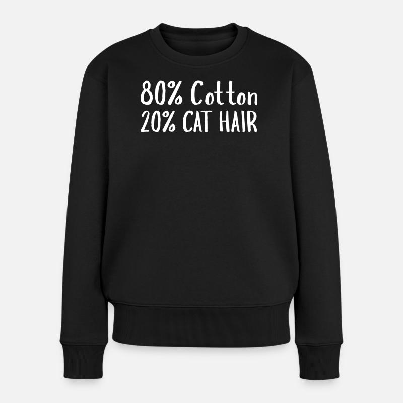 Slogan drôle de chat 80 % coton 20 % poils de chat - Pull Premium bio Femme - noir