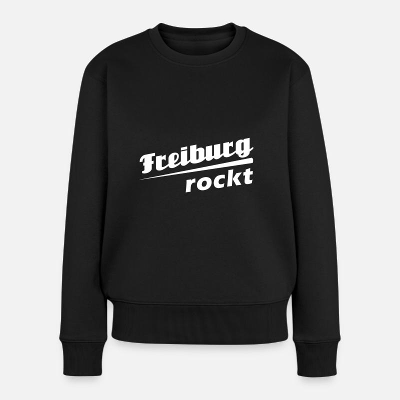 Freiburg rockt - Textdesign mit Stadtnamen - Frauen Premium Bio Pullover - Schwarz