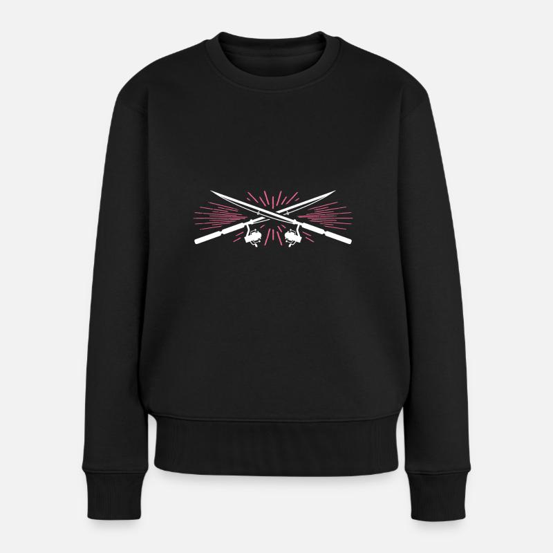 Angeln - Frauen Premium Bio Pullover - Schwarz