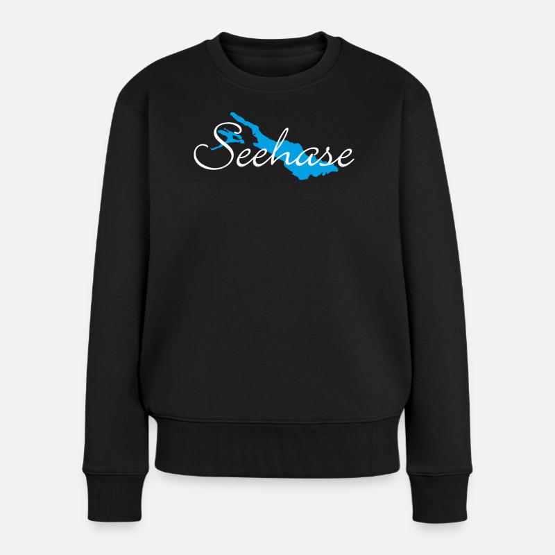 Seehase vom Bodensee für dunkle Shirts - Frauen Premium Bio Pullover - Schwarz