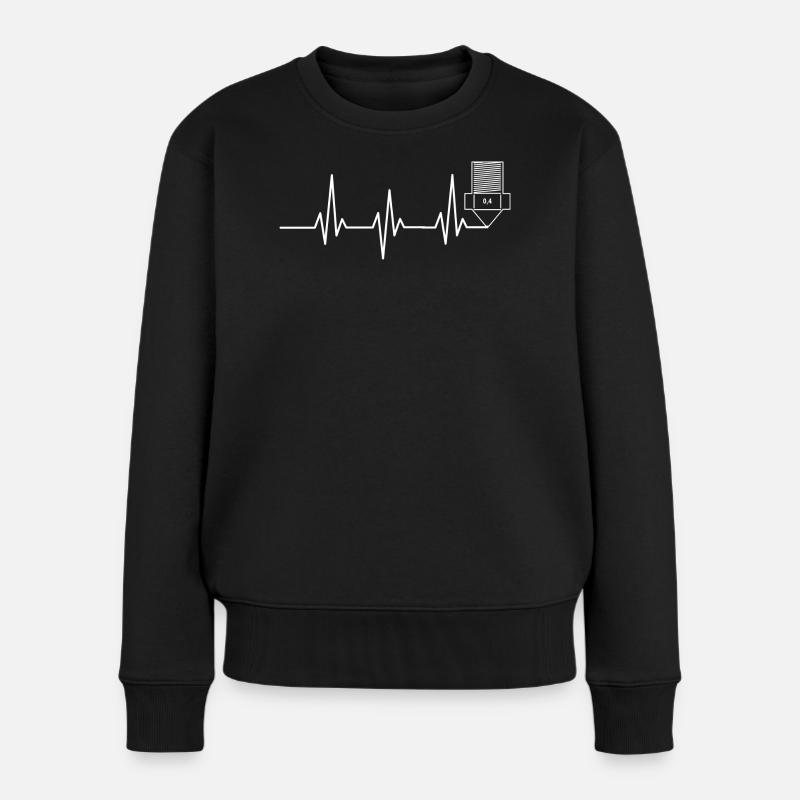 Heartbeat Impression 3D drôle TShirt Design - Pull Premium bio Femme - noir