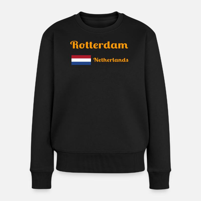 Rotterdam Pays-Bas - Imprimés élégants - Pull Premium bio Femme - noir