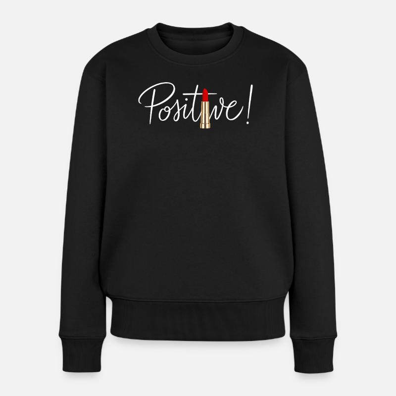 Positives Lippenstift-minimalistisches Schic-Design - Frauen Premium Bio Pullover - Schwarz