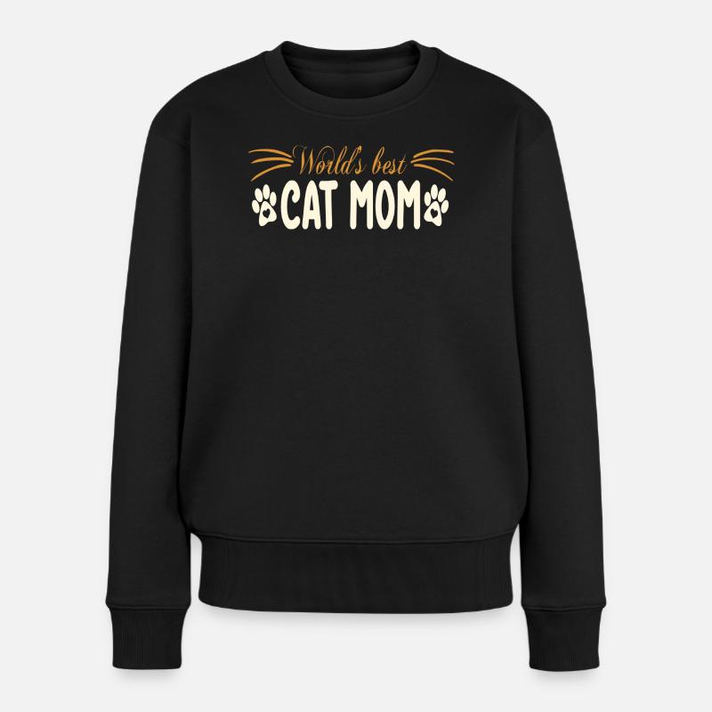 Motif Kat Mom avec empreinte de patte - Pull Premium bio Femme - noir