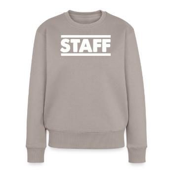 Staff Schriftzug Bold Kontrast - Frauen Premium Bio Pullover - Taupe - Vorne - Julia (174cm)