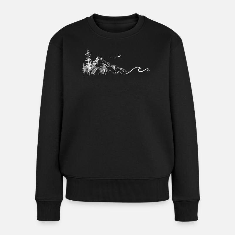 Berglandschaft mit einladenden Wellen - Frauen Premium Bio Pullover - Schwarz