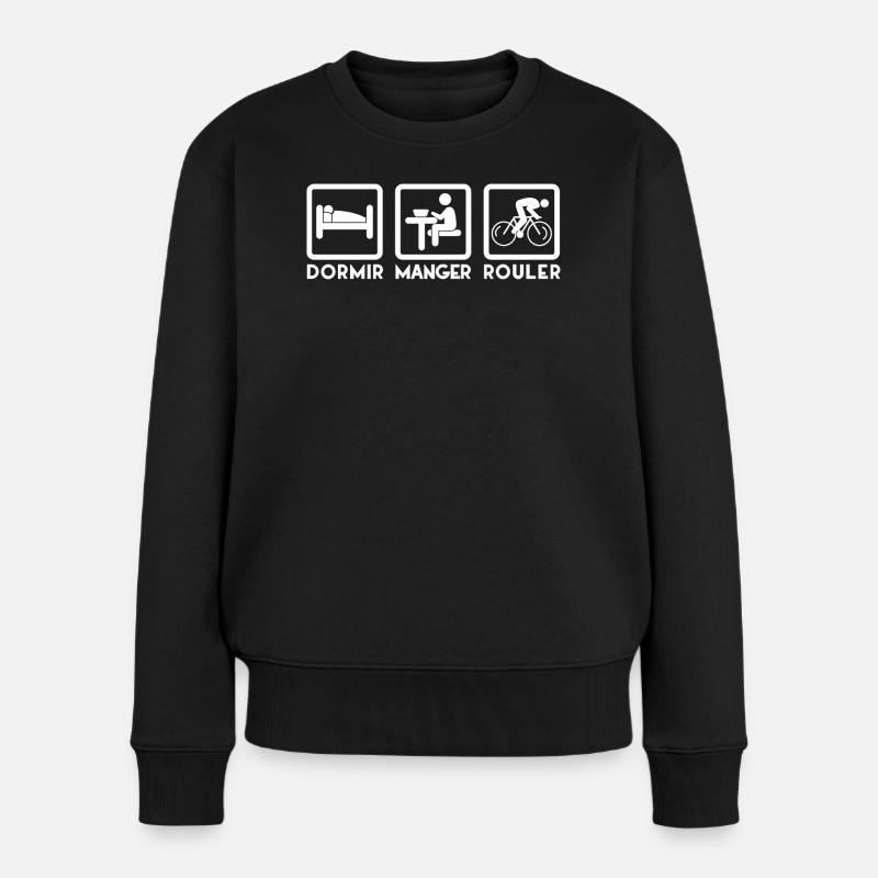 Tagesrhythmus Schlaf Iss Fahrt - Frauen Premium Bio Pullover - Schwarz