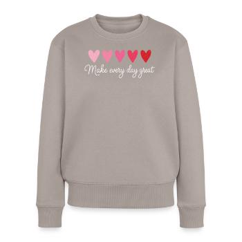 Faites chaque jour de grands cœurs le t-shirt d’enseignant - Pull Premium bio Femme - taupe - Devant - Julia (174cm)