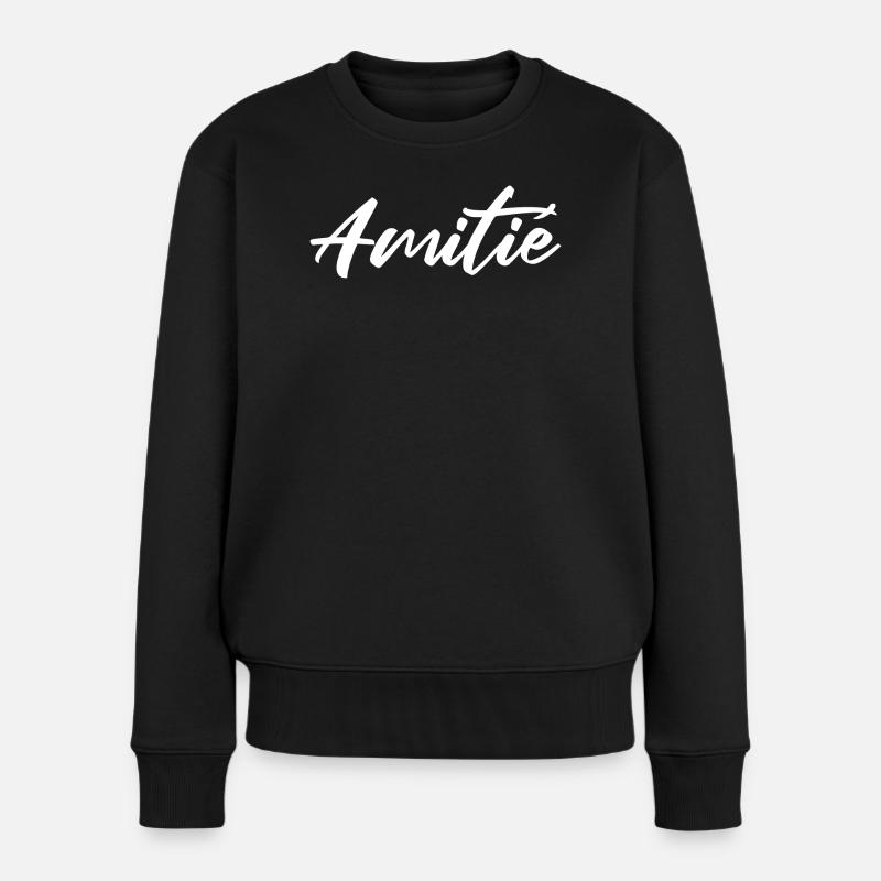 Freundschafts-Elegante Schrift - Frauen Premium Bio Pullover - Schwarz