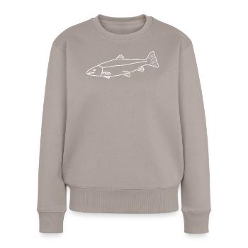 Lachs lineart - Frauen Premium Bio Pullover - Taupe - Vorne - Julia (174cm)