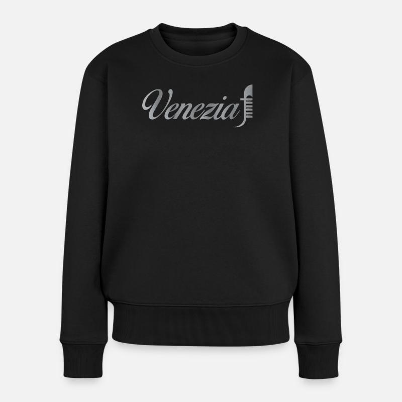 Venezia Schriftzug Metallic - Frauen Premium Bio Pullover - Schwarz