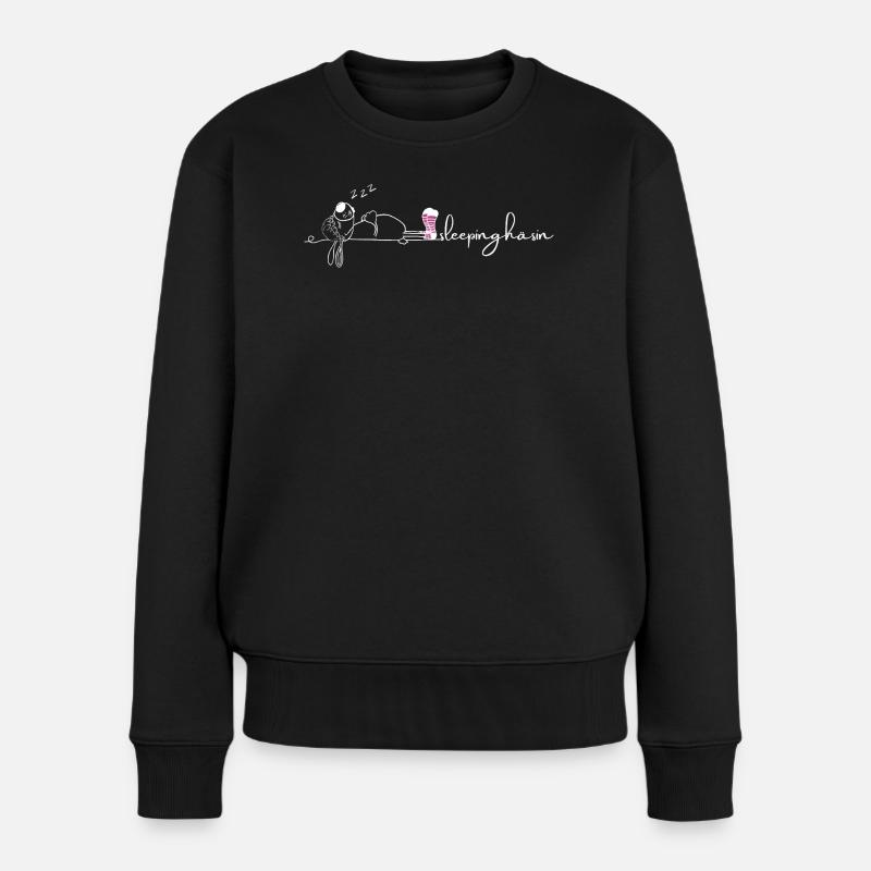 Sleeping Häsin - Frauen Premium Bio Pullover - Schwarz