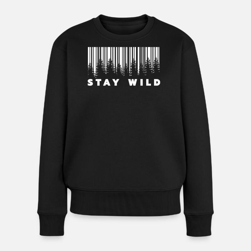 Stay Wild Forest Barcode  - Frauen Premium Bio Pullover - Schwarz