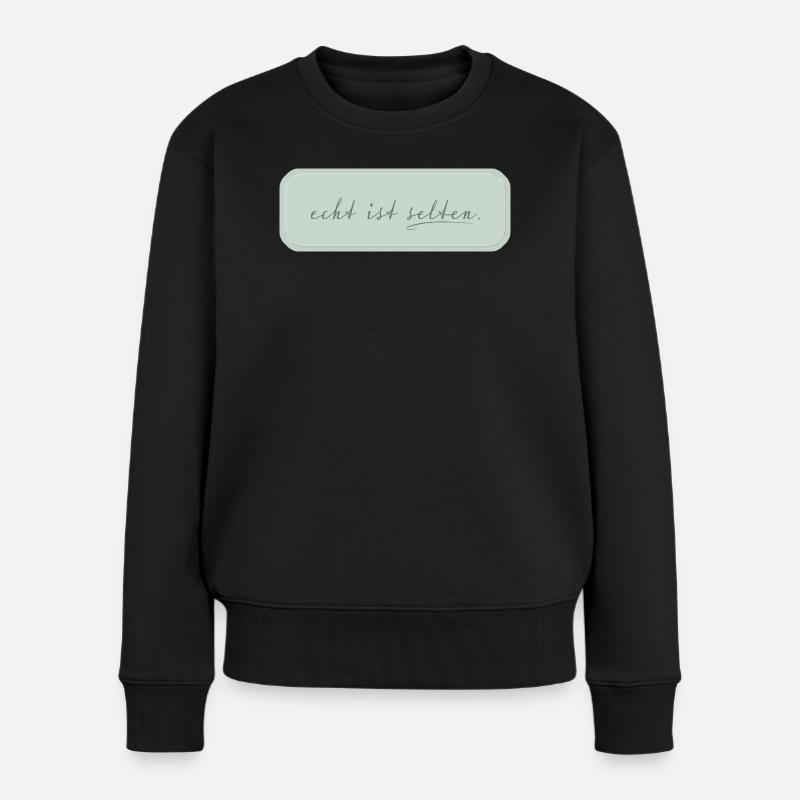real is rare – minimalist typography - Women's Premium Organic Jumper - black