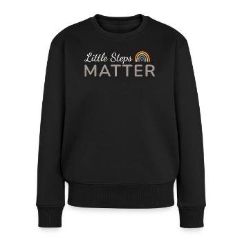 Little Steps Matter Regenbogen Taupe - Frauen Premium Bio Pullover - Schwarz - Vorne - Julia (174cm)