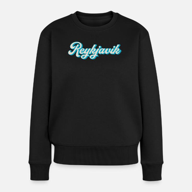 Reykjavik Neon Script - Frauen Premium Bio Pullover - Schwarz