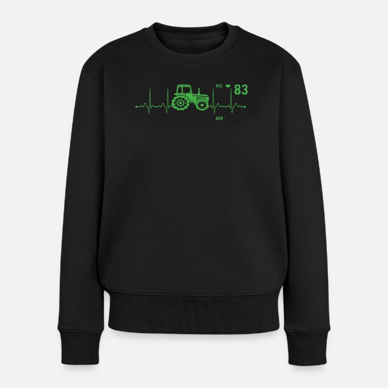 Herzschlag Traktor Landwirtschaft - Frauen Premium Bio Pullover - Schwarz