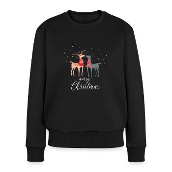 joyeux noël renne - Pull Premium bio Femme - noir - Devant - Julia (174cm)