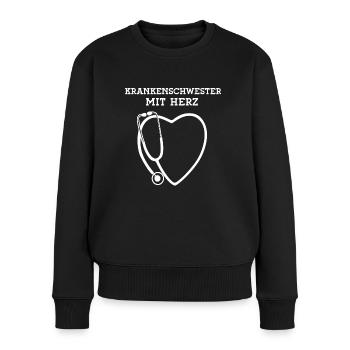 Krankenschwester mit Herz Beste Pflegerin Danke - Frauen Premium Bio Pullover - Schwarz - Vorne - Julia (174cm)