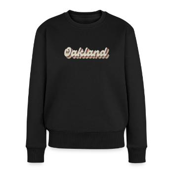 Nostalgisch 70er USA Stadt - Vintage Oakland - Frauen Premium Bio Pullover - Schwarz - Vorne - Julia (174cm)