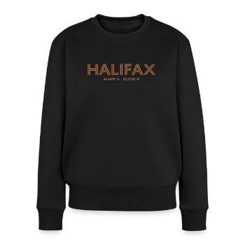Coordonnées de la ville canadienne - Halifax - Pull Premium bio Femme - noir - Devant - Julia (174cm)