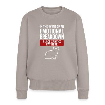 Emotional - Sphynx Katze - Frauen Premium Bio Pullover - Taupe - Vorne - Julia (174cm)