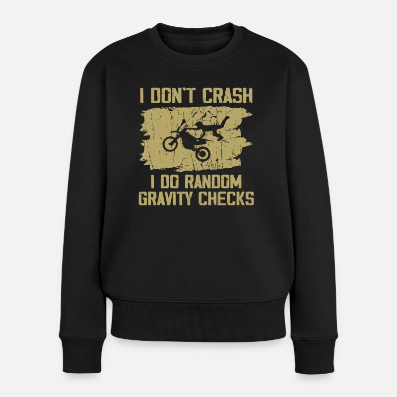 Ich stürze nicht, ich mache zufällige Schwerkraftprüfungen - Frauen Premium Bio Pullover - Schwarz