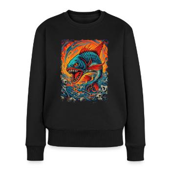 Monster Fish - Women's Premium Organic Jumper - black - Front - Julia (174cm)