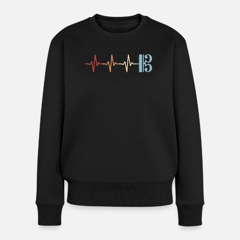 Altschlüssel Viola Bratsche Herzschlag - Frauen Premium Bio Pullover - Schwarz