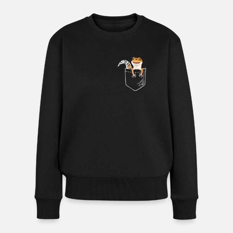 Leopardgecko - Frauen Premium Bio Pullover - Schwarz