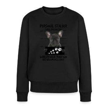 Französische Bulldogge - Frauen Premium Bio Pullover - Schwarz - Vorne - Julia (174cm)